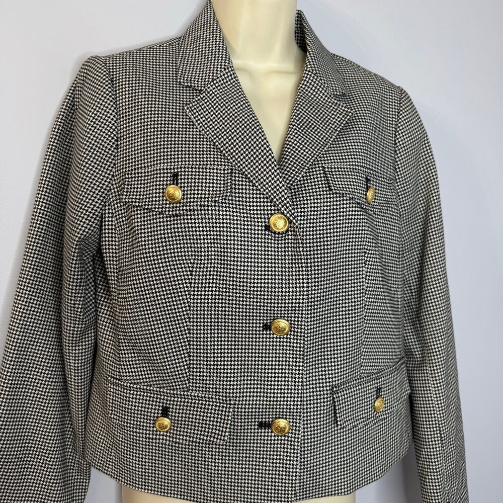 Talbots Houndstooth Crop Jacket Gold Button Pocke… - image 5